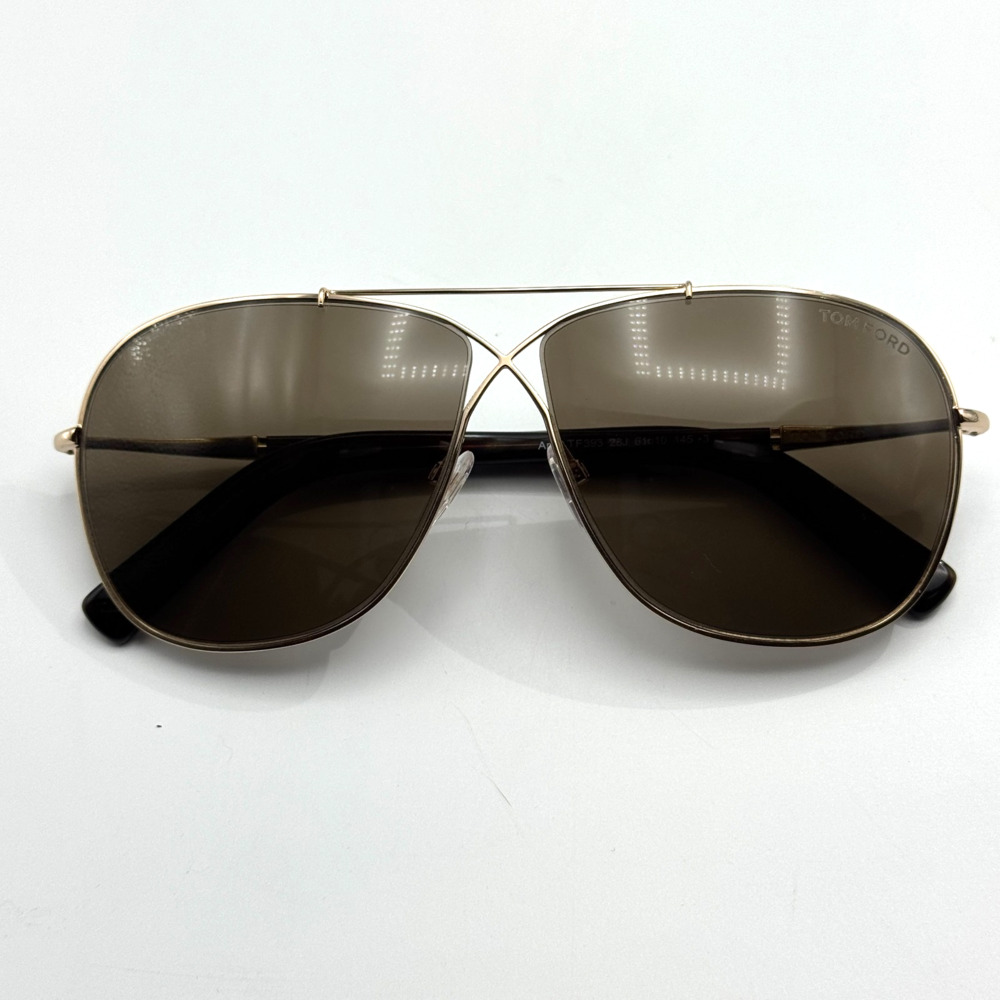 Tom Ford Sunglasses April TF393 28J Gold Aviator Oversized Roviex Lens 61-10-145